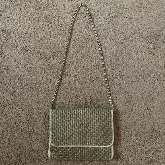 D1006 Christian Dior trotter oblique light gold and champagne color evening bag - Picture 1 of 7
